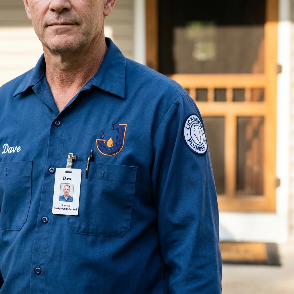 Licensed plumber showing ID badge in Port Edwards, WI