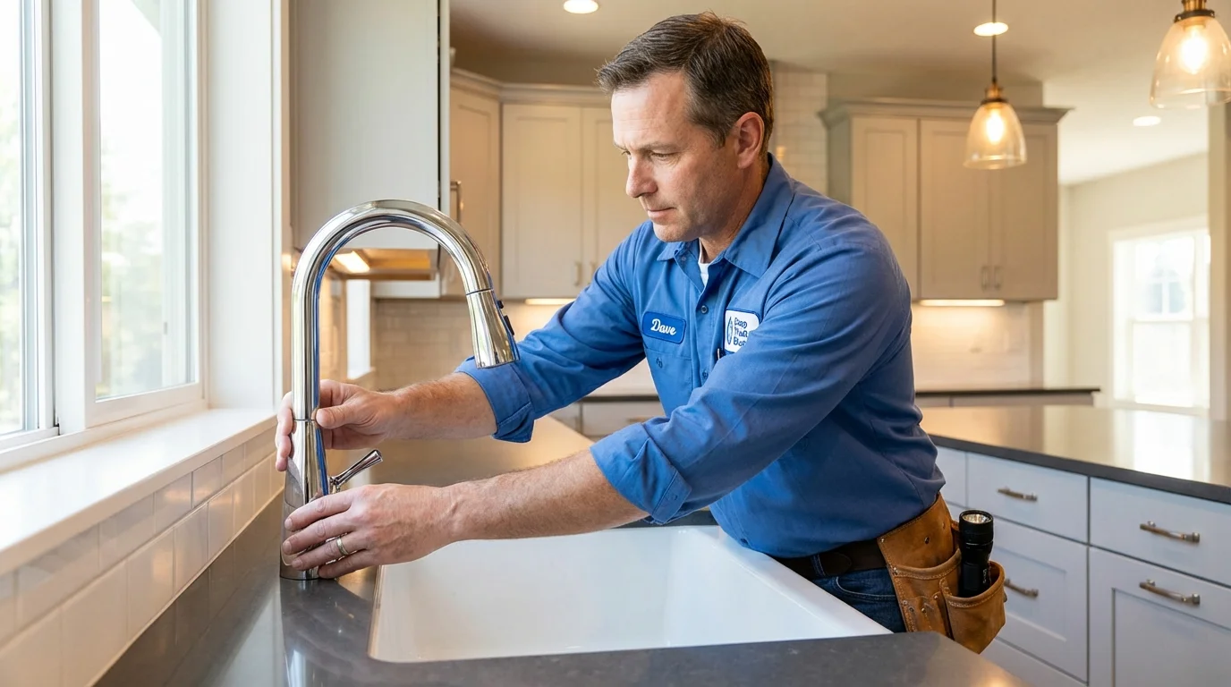 Kitchen faucet installation by Johns Plumbing LLC in Port Edwards