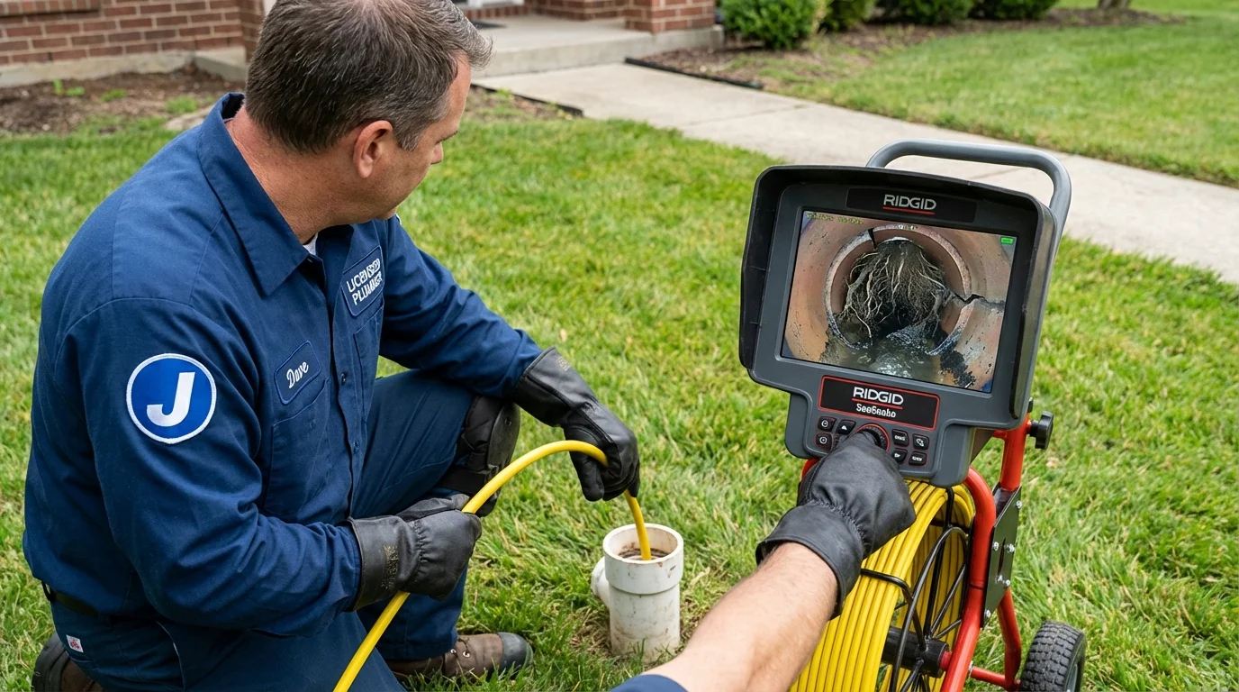Sewer camera inspection being performed by Johns Plumbing LLC in Port Edwards